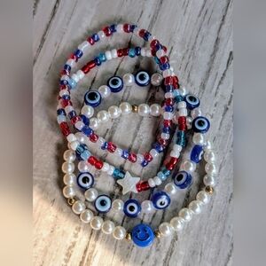 Patriotic Beaded Bracelet Set Of 4